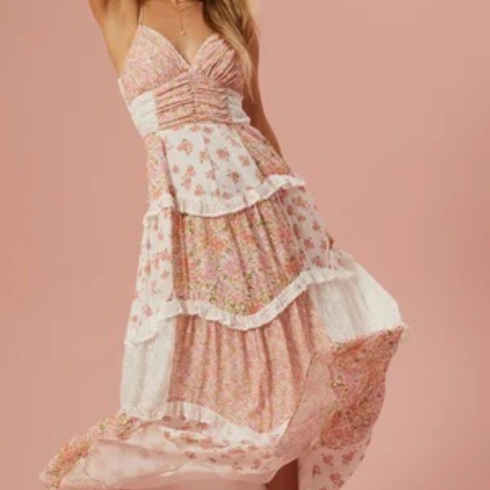 New with tags altard state aderny patchwork floral maxi dress